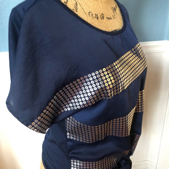 New Satin like blue and silver blouse - Picture 2 of 2